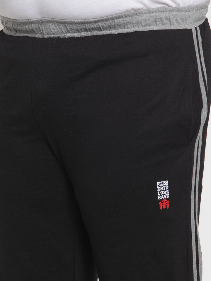 plusS   Black Solid Track Pants