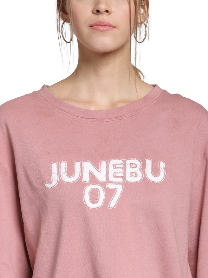 plusS Women Pink Printed Sweatshirt