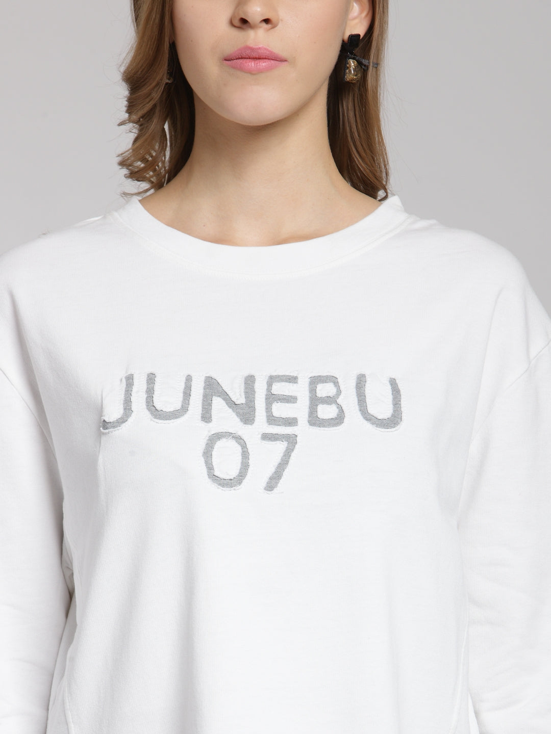 plusS Women Off-White Printed Sweatshirt