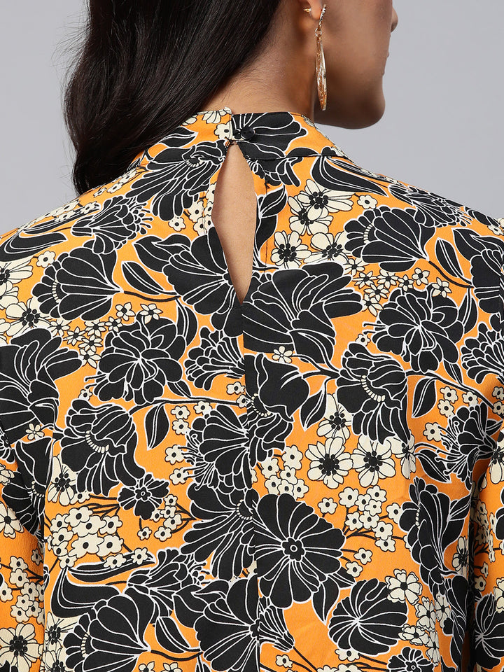 Floral Print Puff Sleeves Top