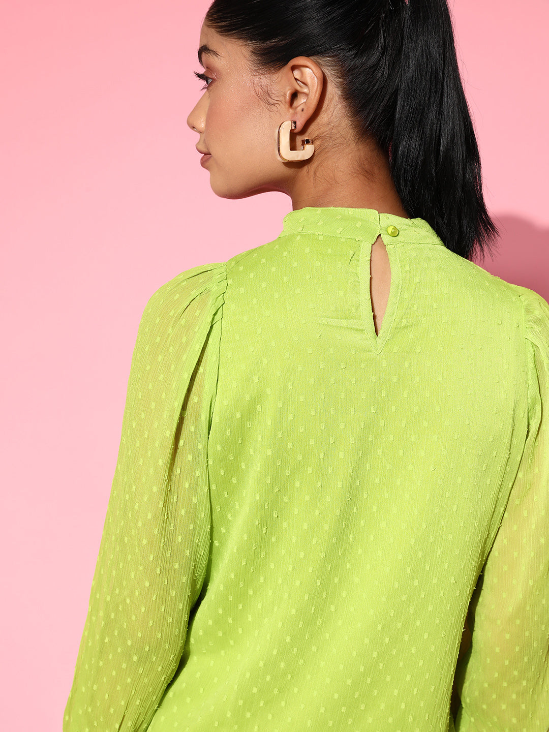 plusS Green Cuff Sleeves Top