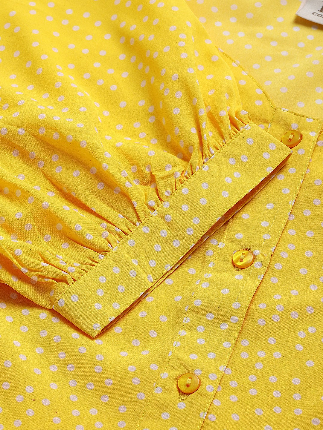 plusS Yellow  White Polka Dots Print Sweetheart Neck Peplum Top