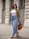 Plus Size Women Blue Denim Skirt