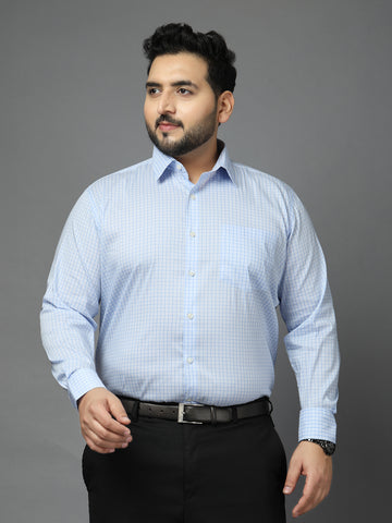 Plus Size Men Classic Micro Checks Checked Formal Shirt