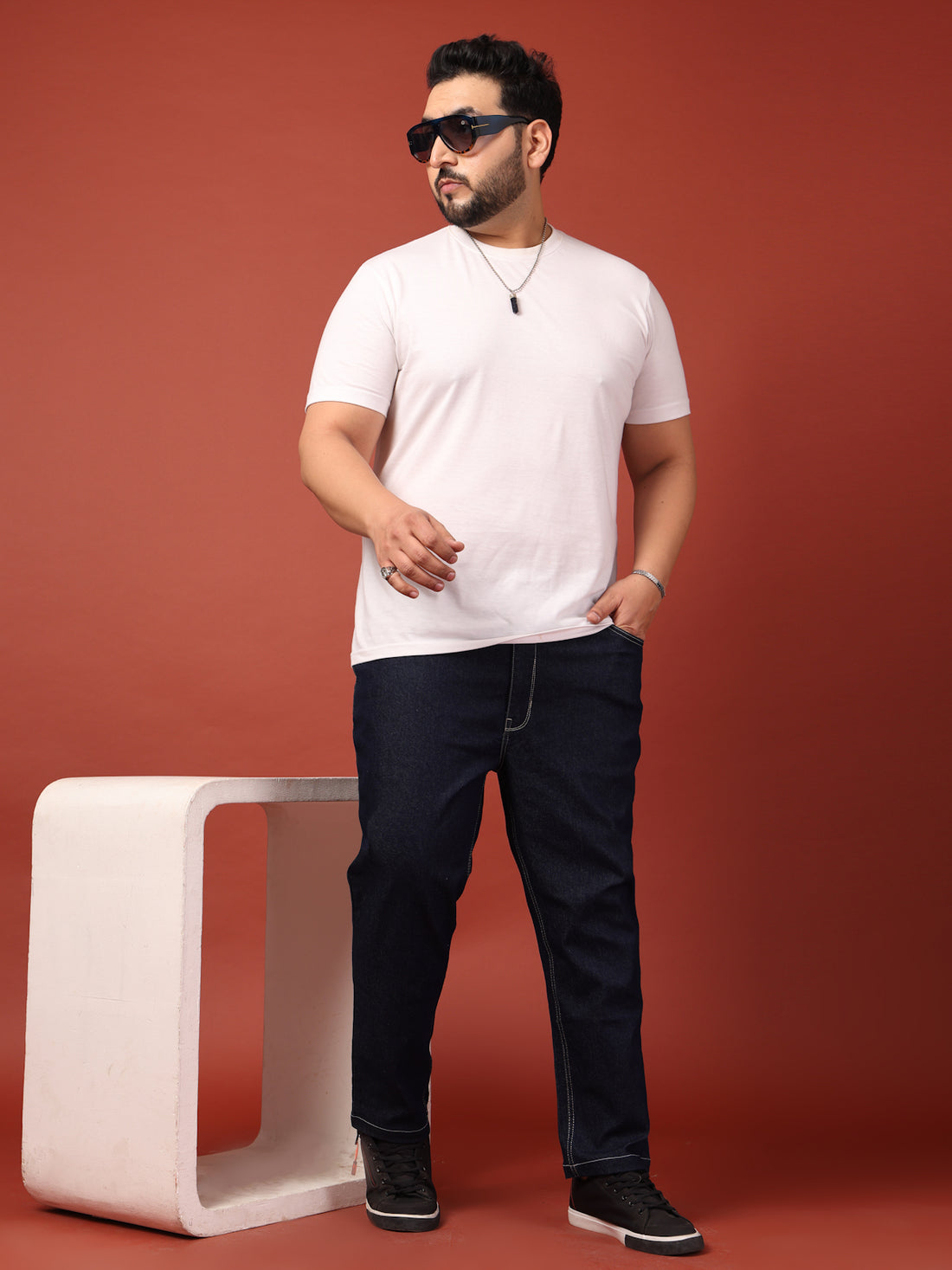 Plus Size Men Comfort Stretchable Regular Fit Cotton Jeans