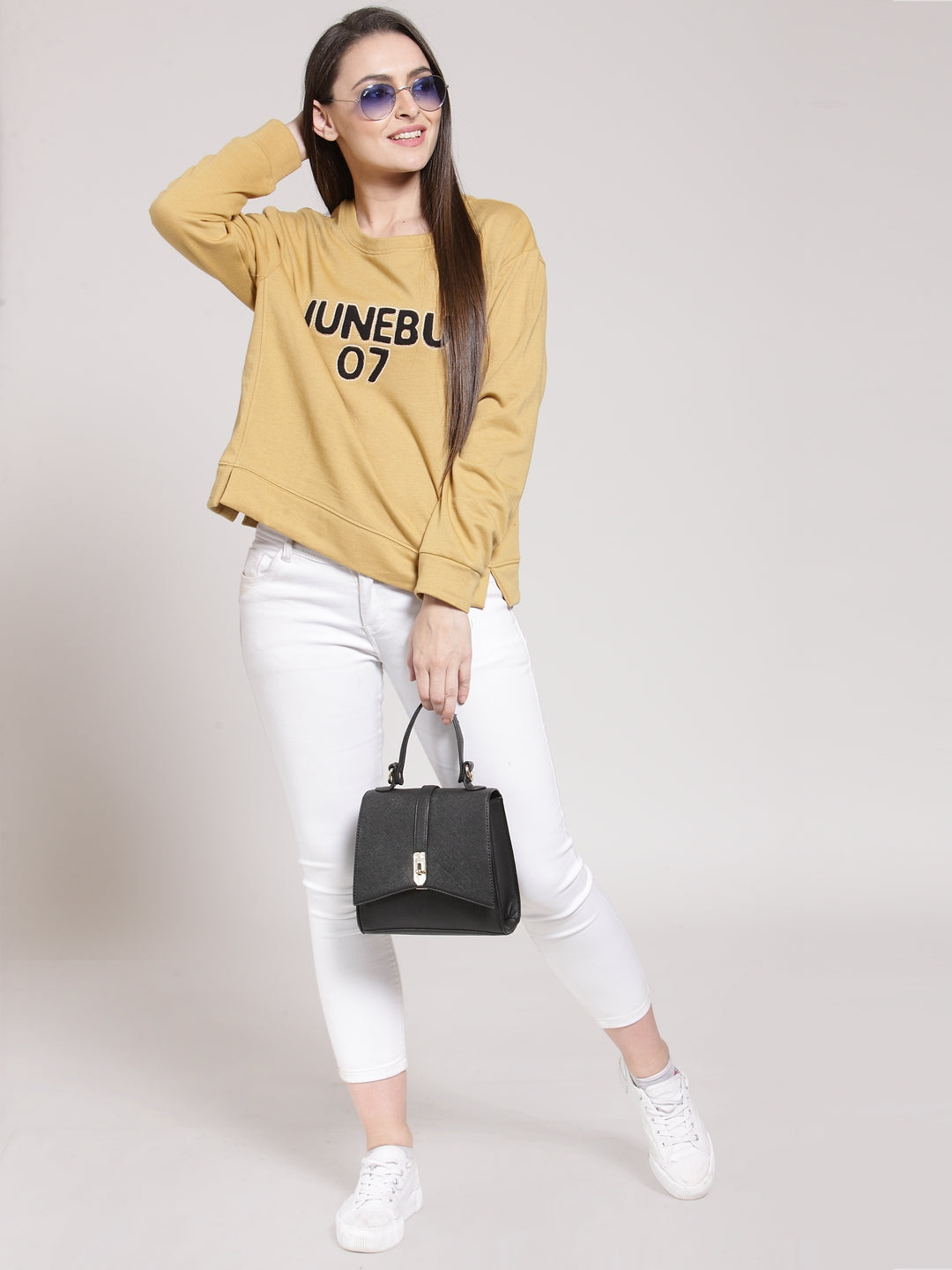 plusS Women Mustard Printed Sweatshirt