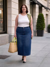 Plus Size Women Blue Denim Skirt
