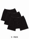 Plus Size Men's Solid Black Cotton Elastic Waist Pack 3 Trunk | Sizes 3XL to 10XL