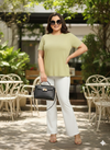 Plus Size Self Design Round Neck Short Sleeves T-shirt