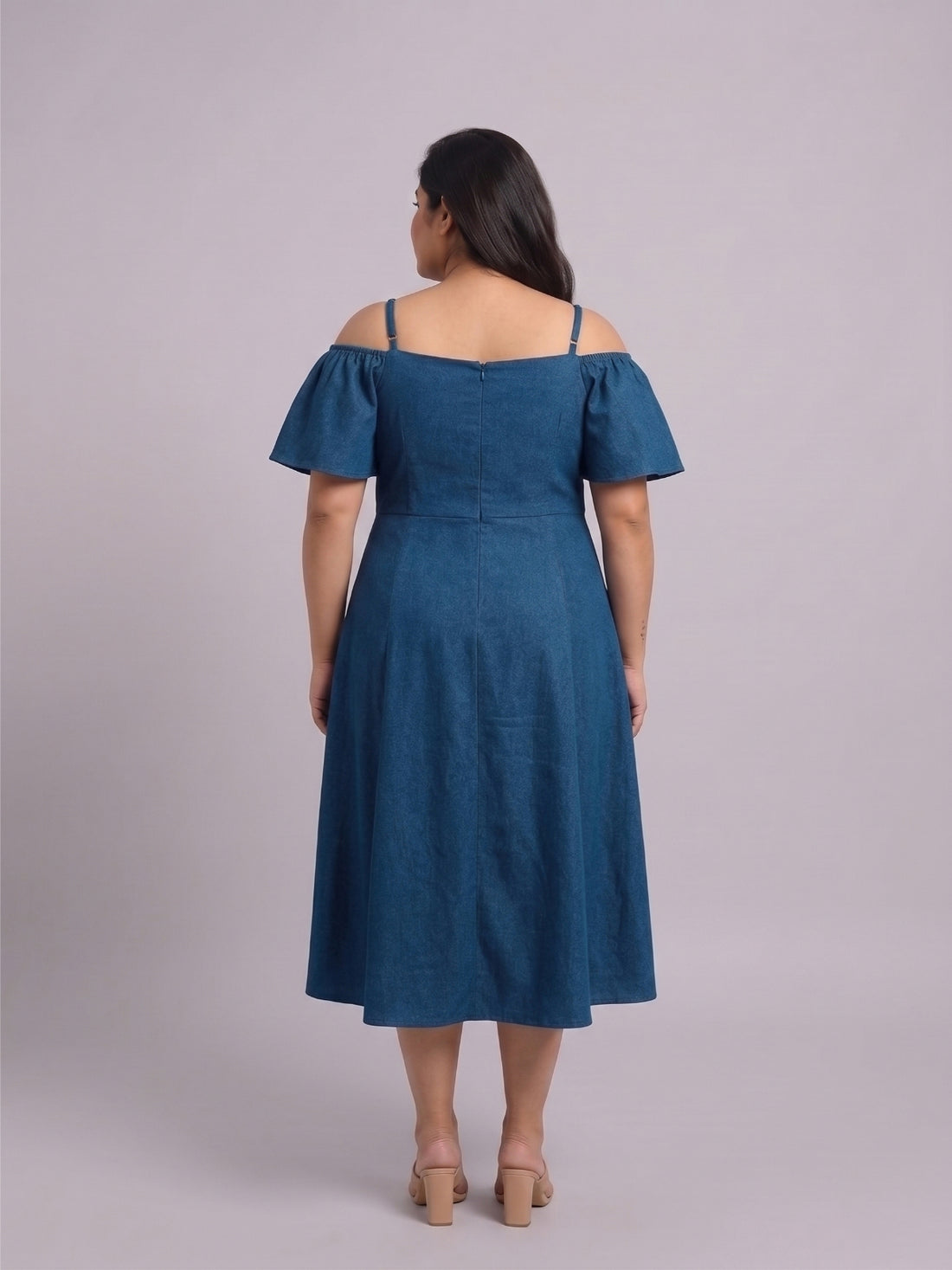 Plus Size Women's Off-Shoulder A-Line Midi Dress