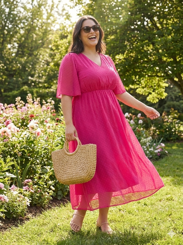 Plus Size Fushia A-Line Dress