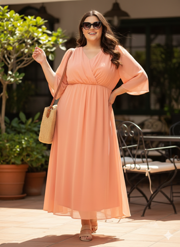 Plus Size Coral A-Line Dress