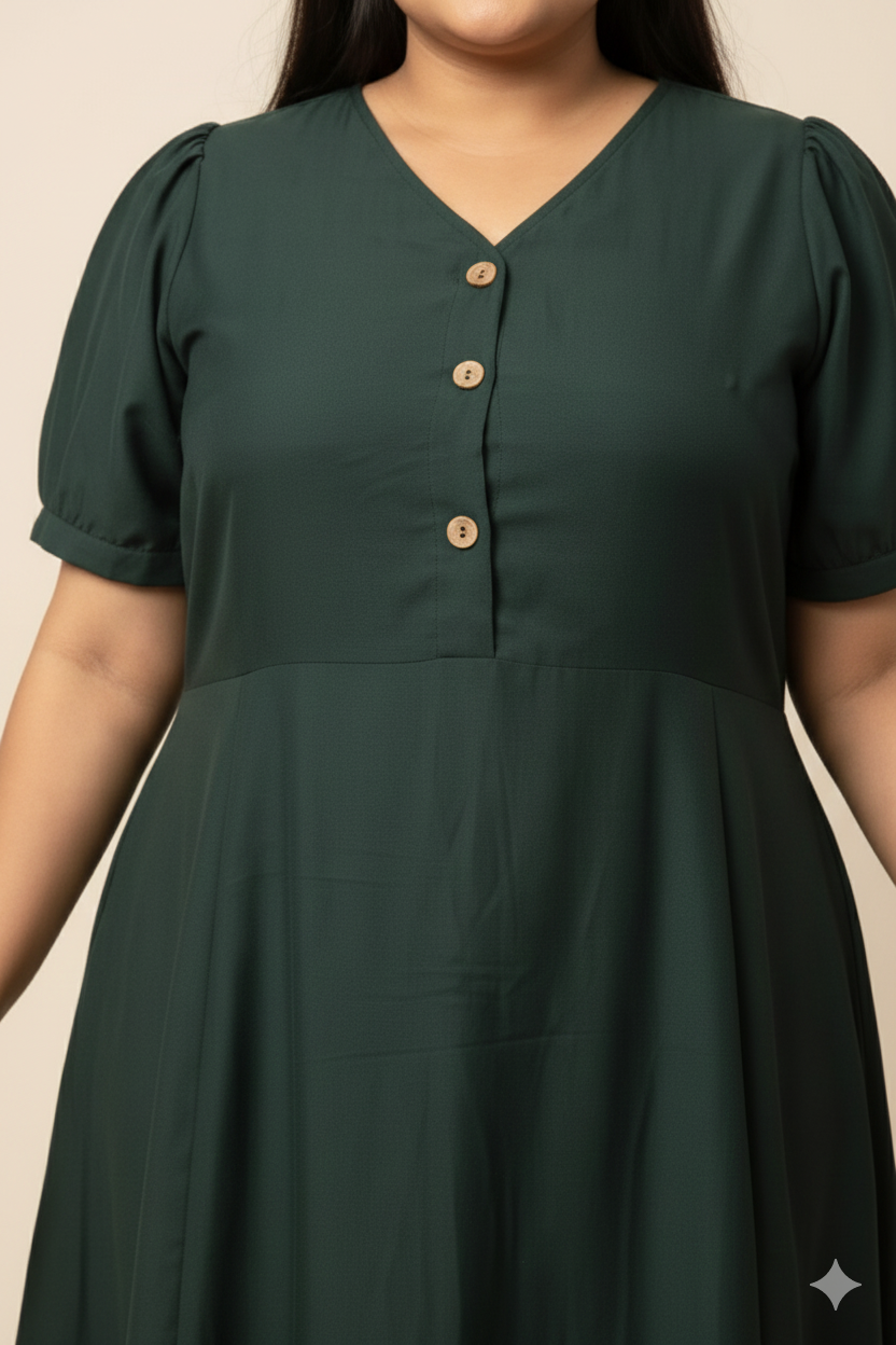 Women Plus Size V-Neck Fit & Flare Midi Dress