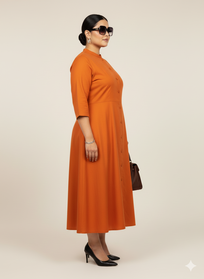 Plus Size Solid A-Line Dress