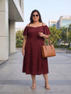 Plus Size Women's Off-Shoulder A-Line Midi Dress