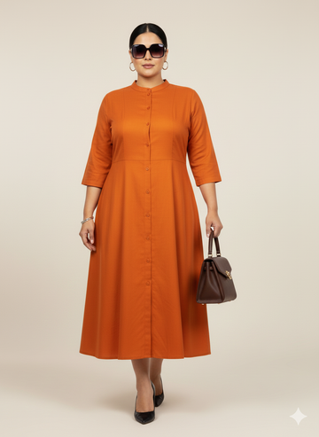 Plus Size Solid A-Line Dress