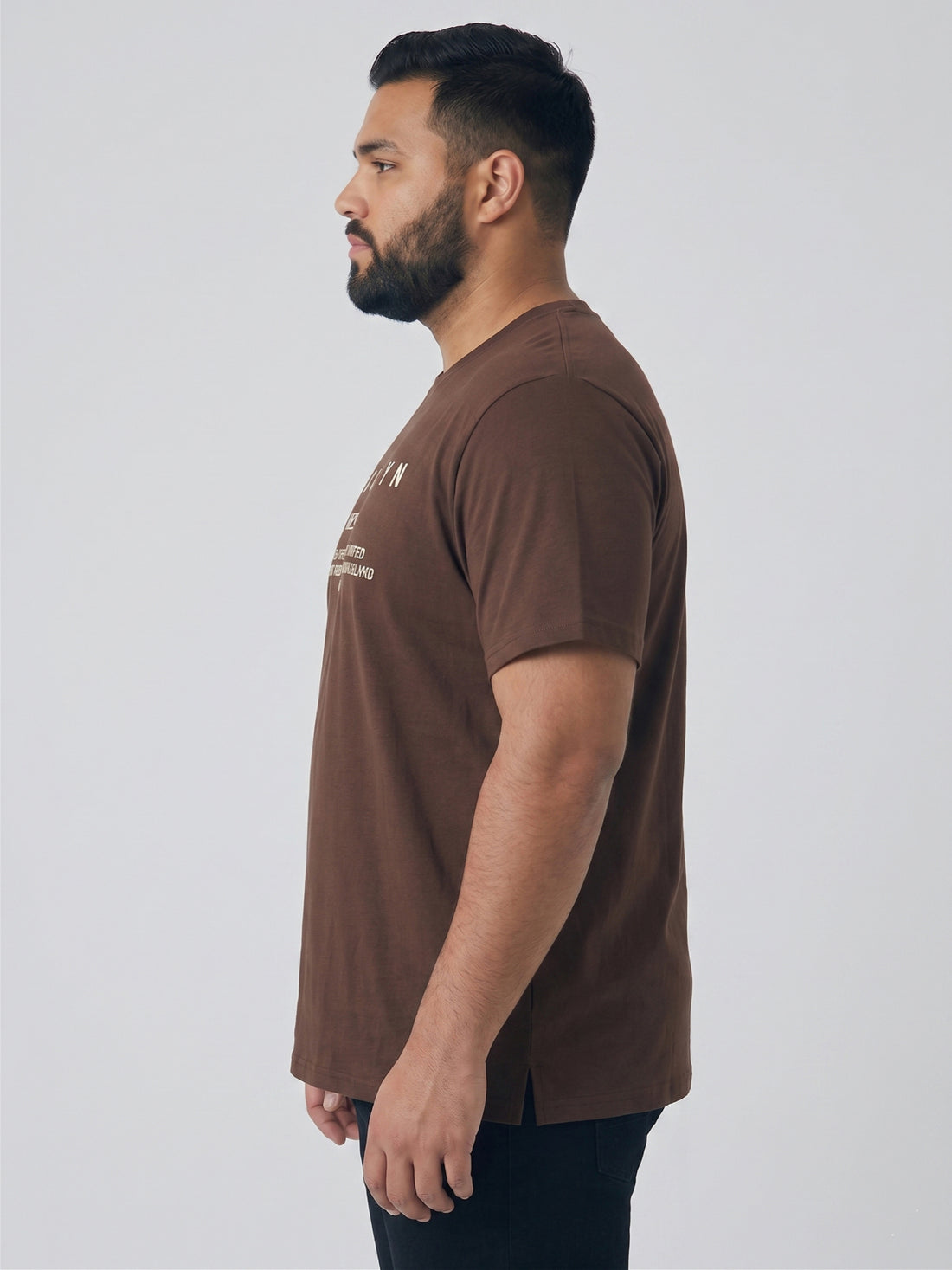 Plus Size Men's Text Printed Cotton T-Shirt