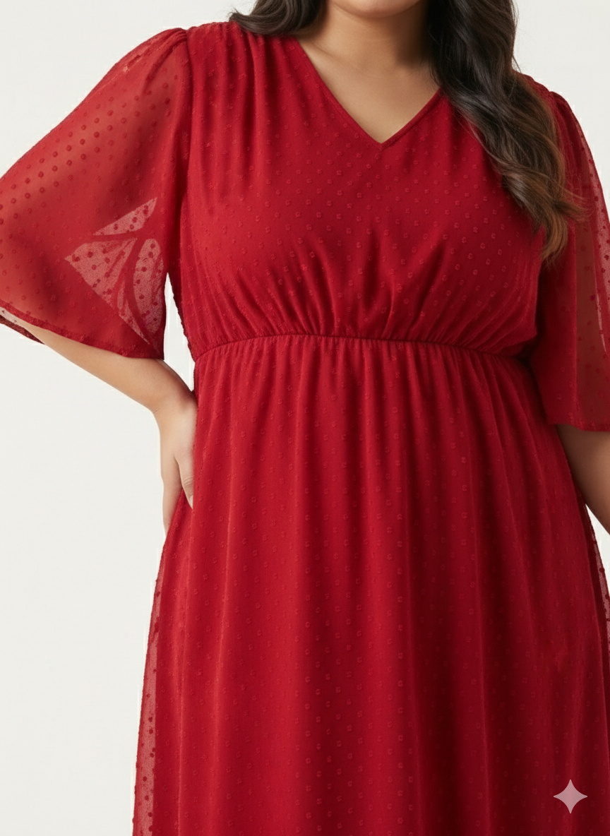 Plus Size Red A-Line Dress
