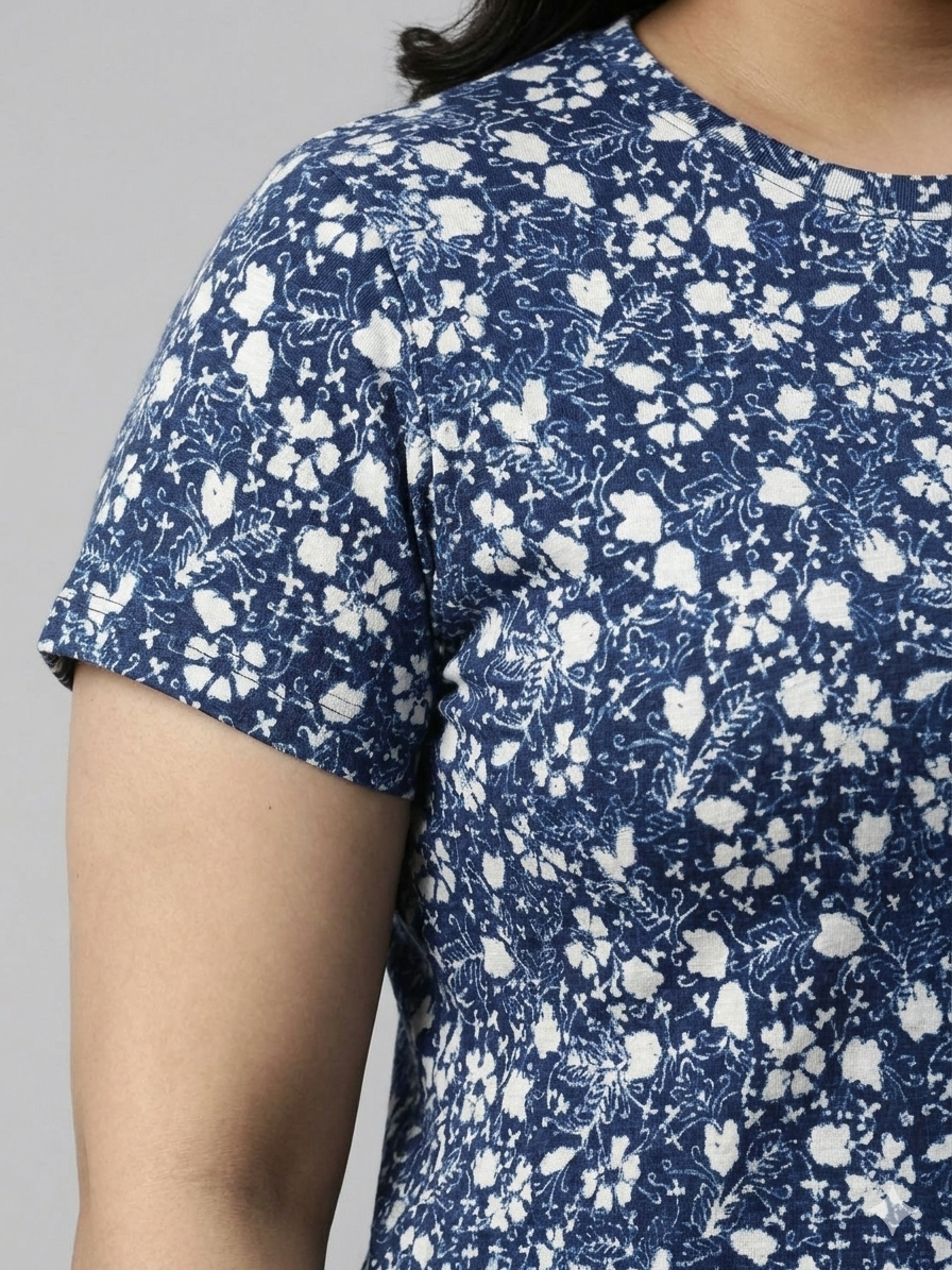 Plus Size Women Floral Printed T-shirt