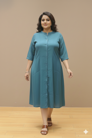 Plus Size Solid A-Line Dress