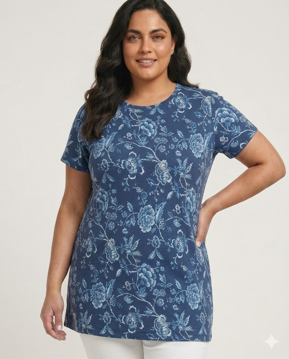 Plus Size Women Floral Printed T-shirt