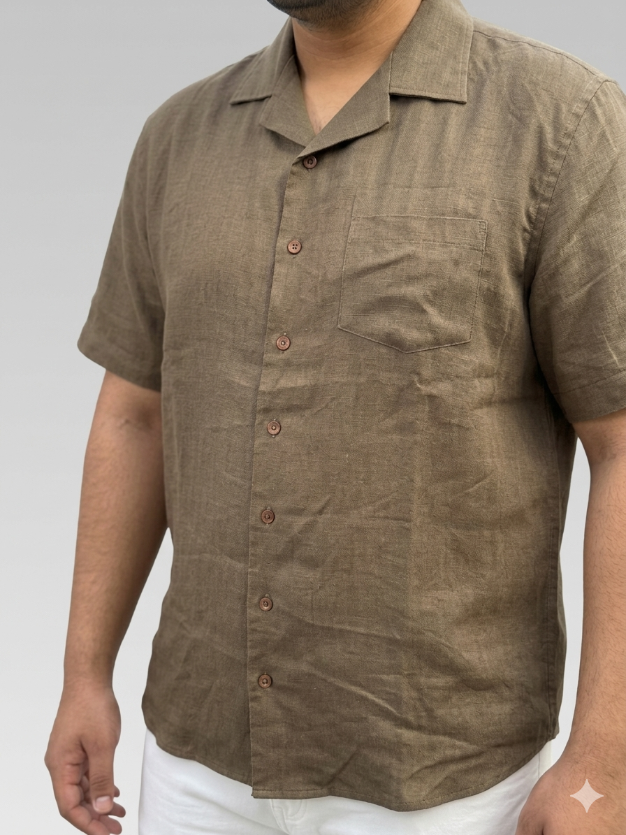 Plus Size Men Cuban Collar Cotton Shirt