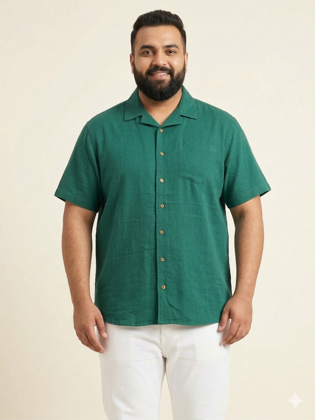 Plus Size Men Cuban Collar Cotton Shirt