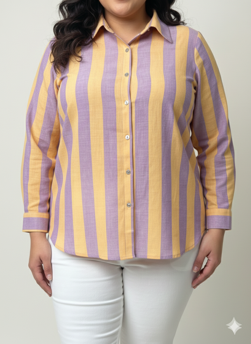 Plus Size Women Checked Casual Shirt