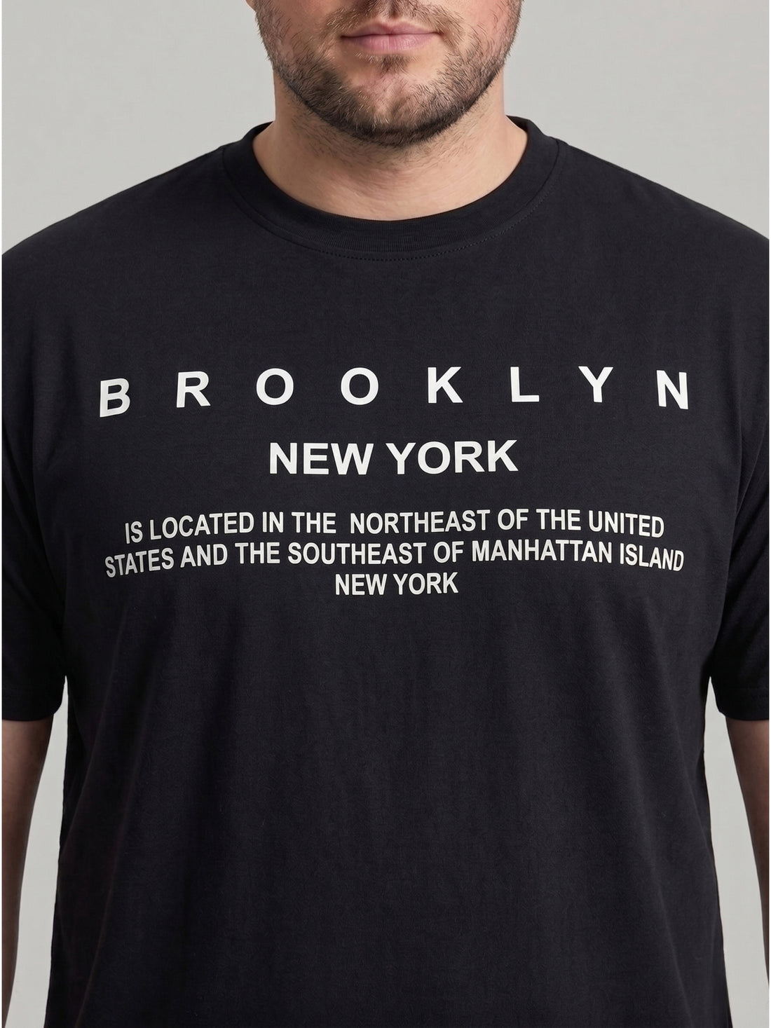 Plus Size Men's Text Printed Cotton T-Shirt