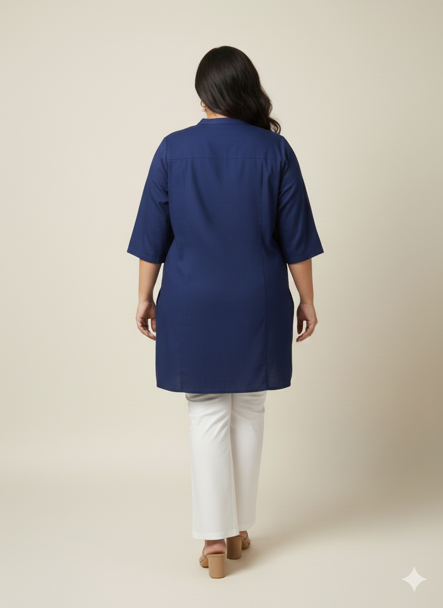 Plus Size Mandarin Collar Tunic