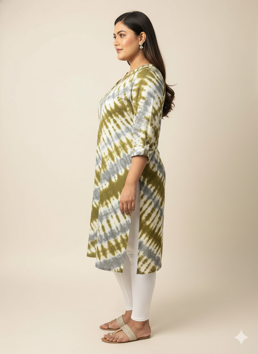 Plus Size Floral Printed Straight Kurta