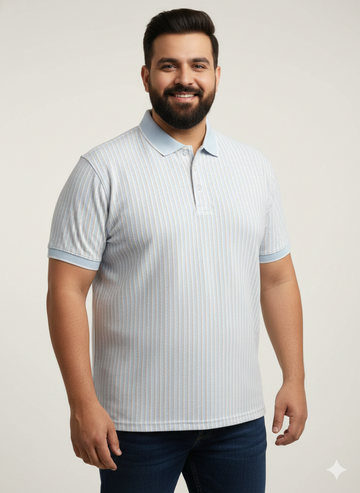 Plus Size Men Striped Polo Collar T-shirt
