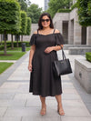 Plus Size Women's Off-Shoulder A-Line Midi Dress