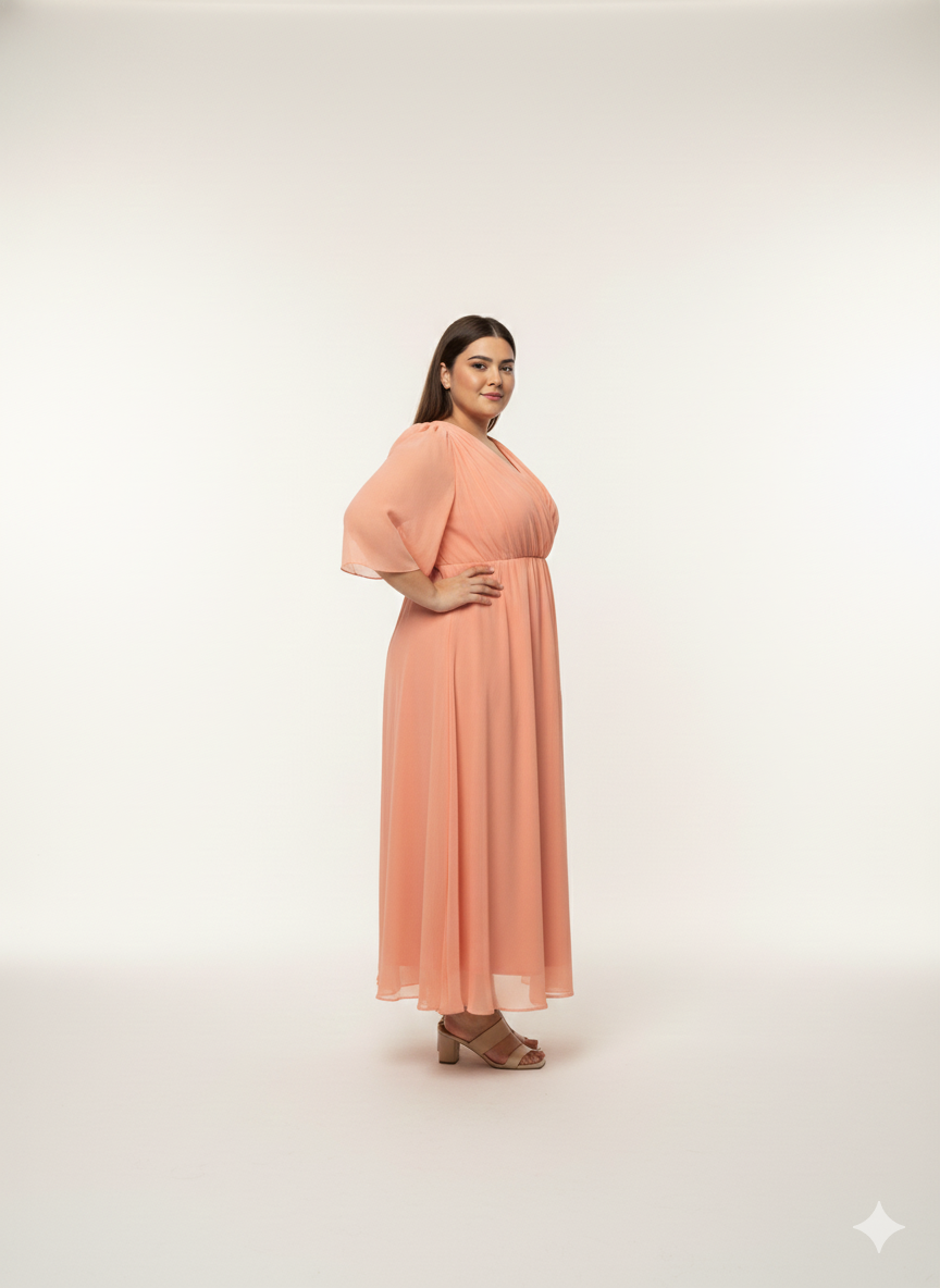 Plus Size Coral A-Line Dress