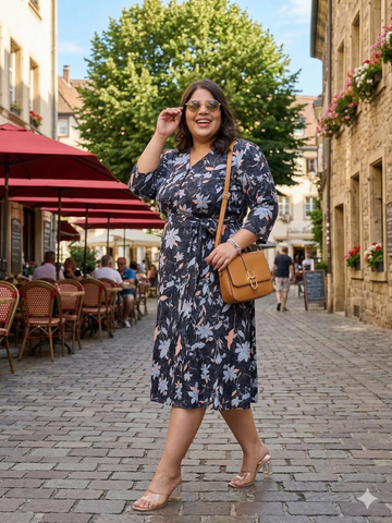 Women Plus Size Floral Printed Fit & Flare Dress