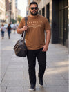 Plus Size Men's Text Printed Cotton T-Shirt