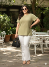 Plus Size Self Design Round Neck Short Sleeves T-shirt