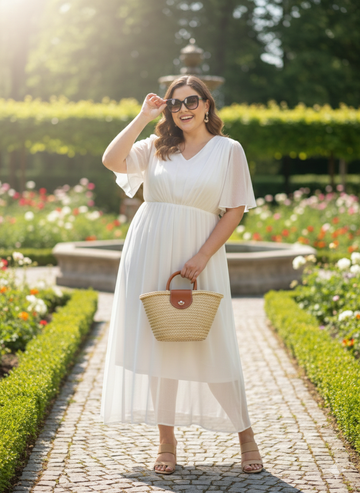 Plus Size White A-Line Dress