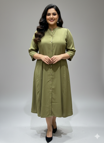 Plus Size Solid A-Line Dress