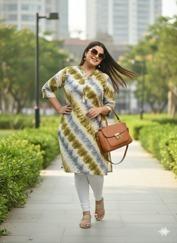Plus Size Floral Printed Straight Kurta