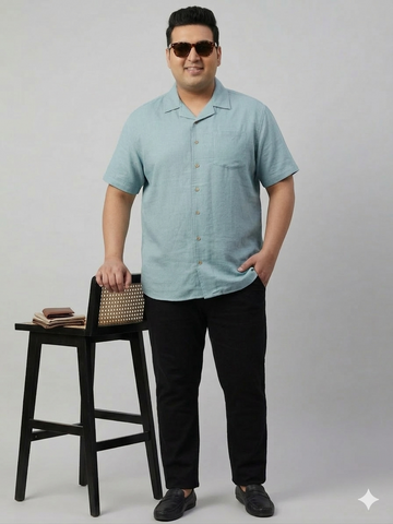 Plus Size Men Cuban Collar Cotton Shirt
