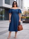 Plus Size Women's Off-Shoulder A-Line Midi Dress