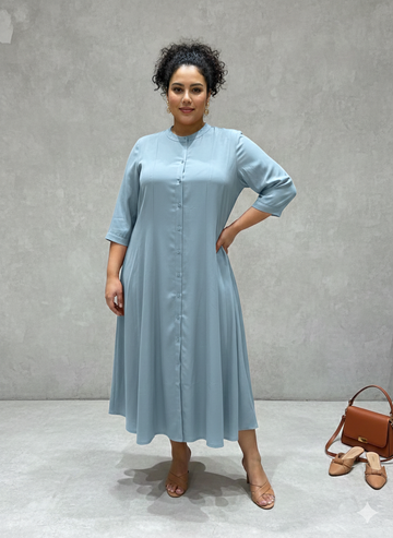Plus Size Solid A-Line Dress