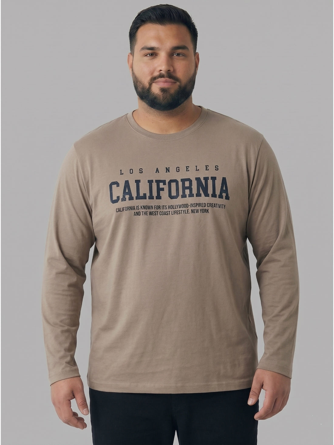 Plus Size Men Pure Cotton Solid Long Sleeves Casual T-shirt