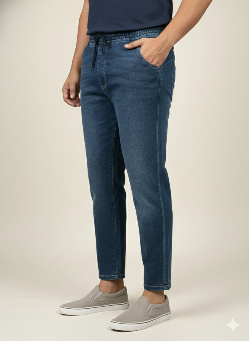 Plus Size Men Comfort Regular Fit Mid-Rise Dark Fade Stretchable Jeans