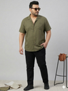 Plus Size Men Cuban Collar Cotton Shirt
