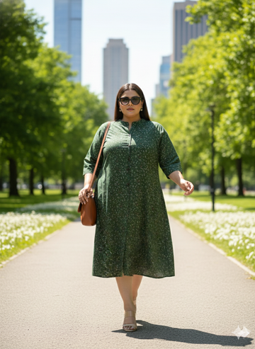 Plus Size Floral Print Fit & Flare Midi Dress