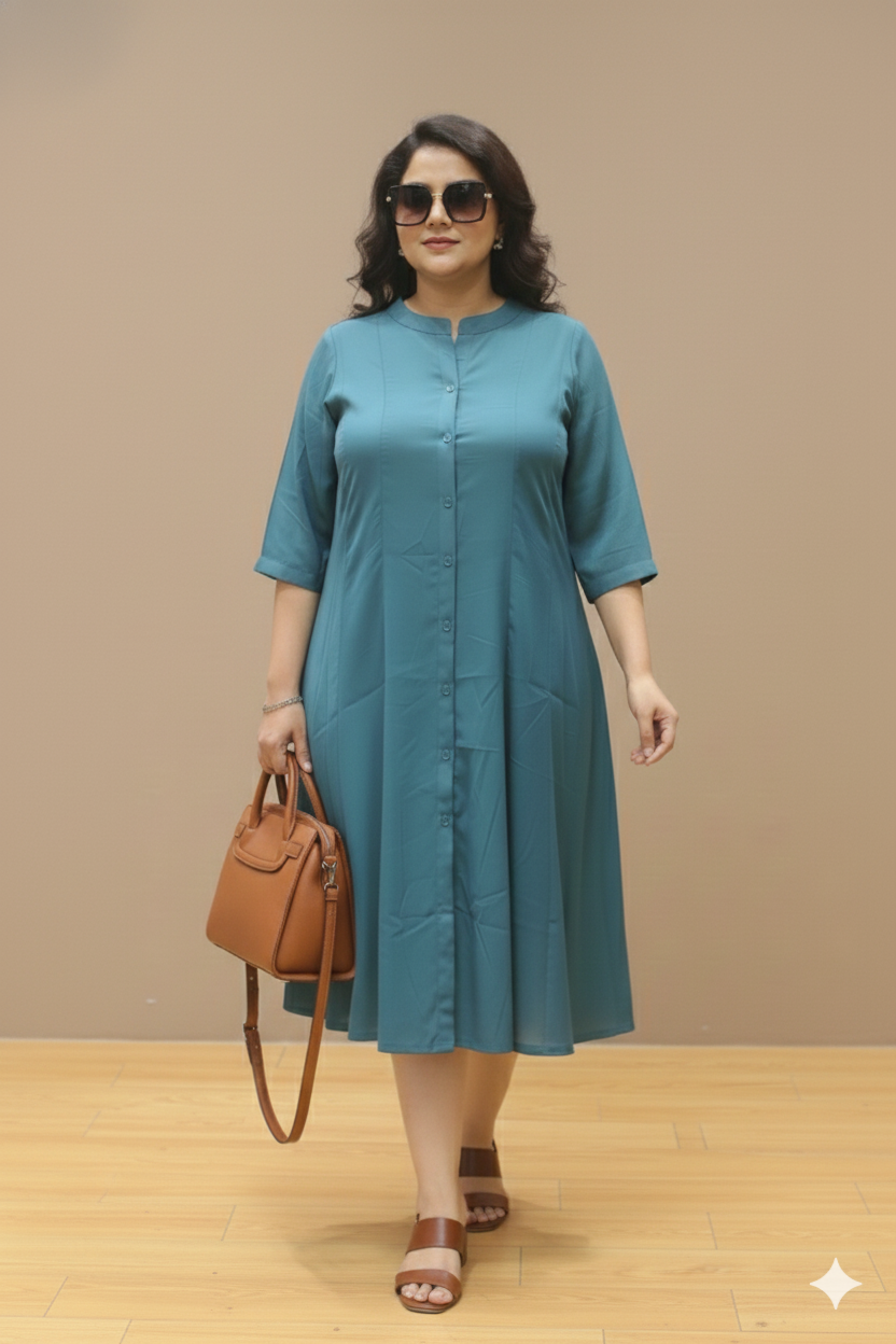 Plus Size Solid A-Line Dress