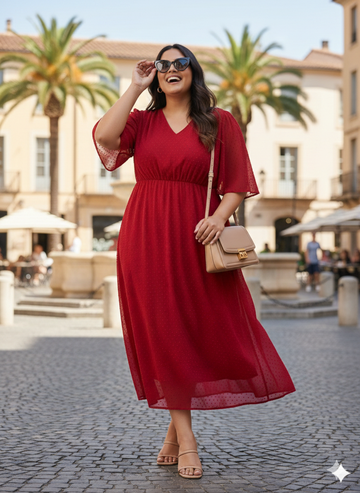 Plus Size Red A-Line Dress