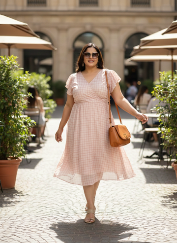 Plus Size Printed Flutter Sleeves A-Line Maxi Dress